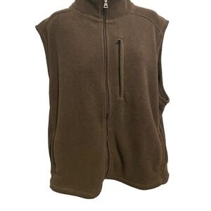 St Johns Bay Mens XL Zip Up Polyester Vest Brown and Tan